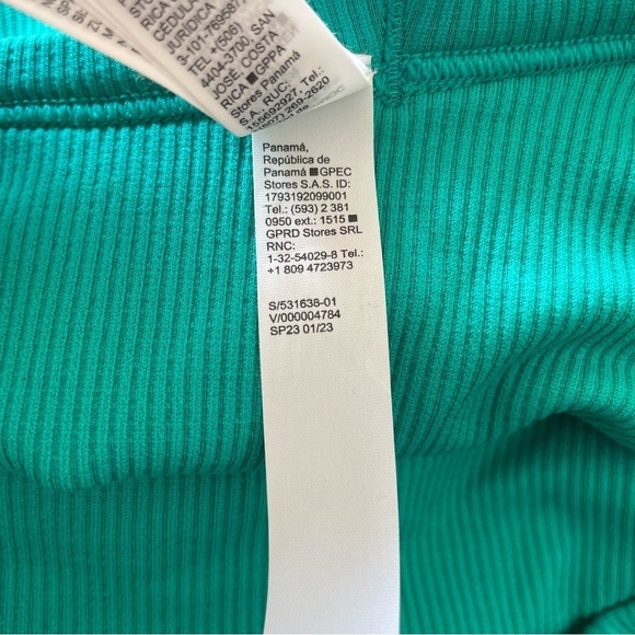 Athleta Bright Tropics Green Ribbed Aurora Seamless Crop Polo Tank Top EUC Sz S - Picture 11 of 12